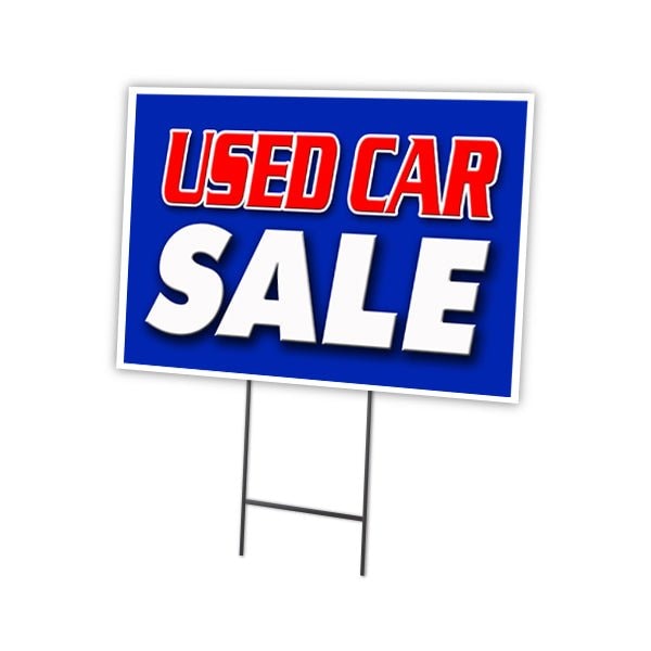 Used Car Sale Yard Sign & Stake outdoor plastic coroplast window, C-1216-DS-Used Car Sale